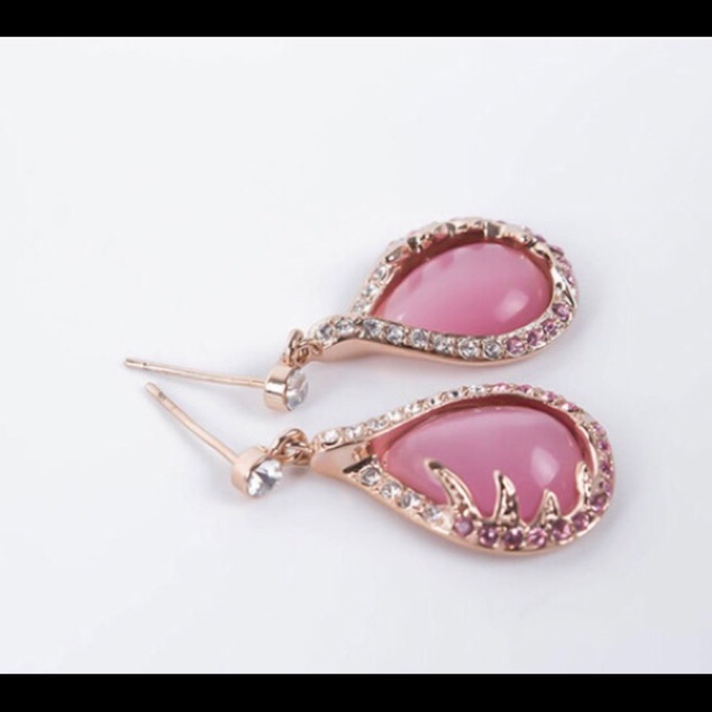 NEW Pink Opal Water Drop Necklace & Earring Set - Picture 5 of 8